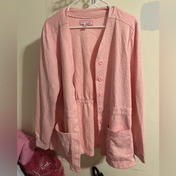 Koi “Claire” Floral Jacquard Knit V-Neck Cardigan Sweaters - Picture 4 of 7